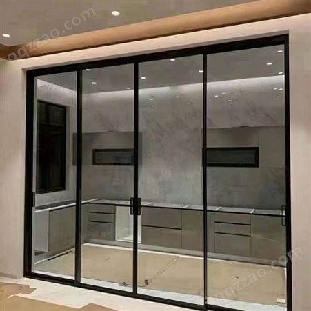 新时兴 加工定制 超白玻璃厨房门 阳台客厅钛镁合金移门 极窄推拉门